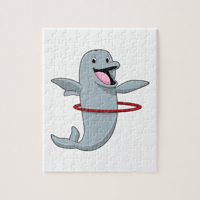 Dolphin at Endurance training with Fitness tires.p Jigsaw Puzzle (Vertical)