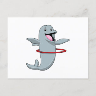 Dolphin at Endurance training with Fitness tires.p Postcard