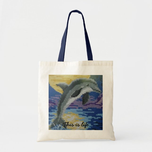 Dolphin at full moon tote bag (Front)