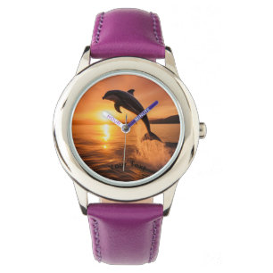Dolphin At Golden Sunset Watch