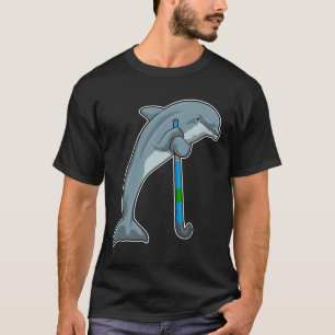 Dolphin at Hockey with Hockey stick T-Shirt