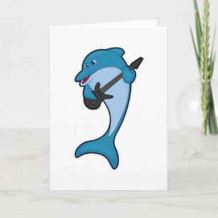 Dolphin at Music with Guitar Card
