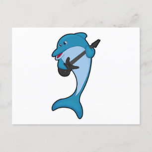 Dolphin at Music with Guitar Postcard
