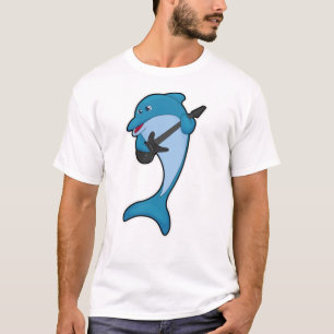 Dolphin at Music with Guitar T-Shirt