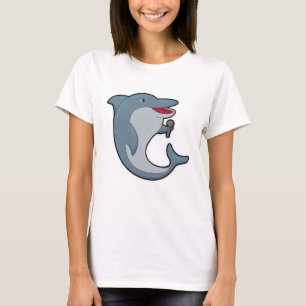 Dolphin at Singing with Microphone T-Shirt