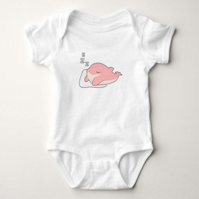 Dolphin at Sleeping on Pillow Baby Bodysuit (Front)