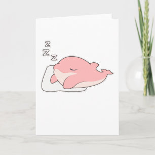 Dolphin at Sleeping on Pillow Card