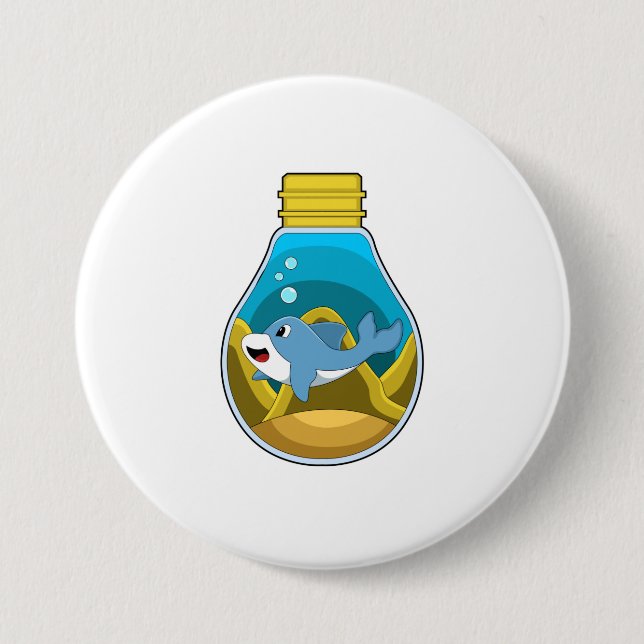Dolphin at Swimming in Aquarium 7.5 Cm Round Badge (Front)