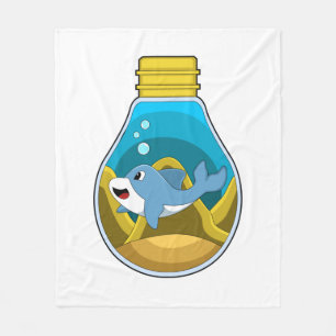 Dolphin at Swimming in Aquarium Fleece Blanket