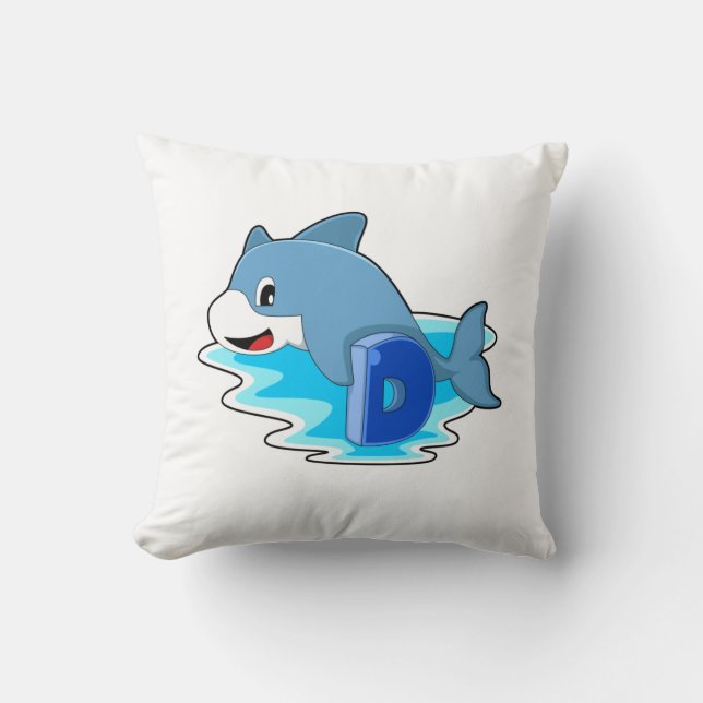 Dolphin at Swimming with Letter Cushion (Front)
