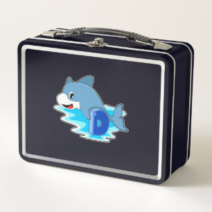 Dolphin at Swimming with Letter Metal Lunch Box