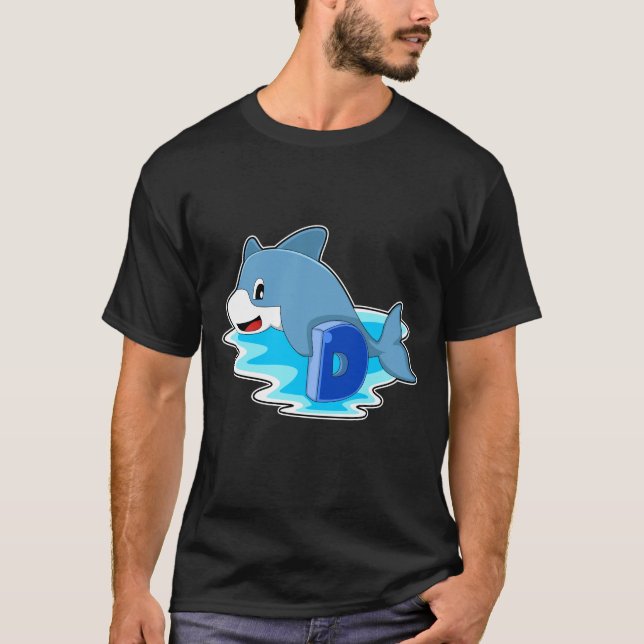 Dolphin at Swimming with Letter T-Shirt (Front)