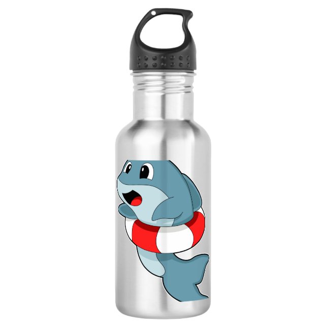 Dolphin at Swimming with Swim ring 710 Ml Water Bottle (Front)