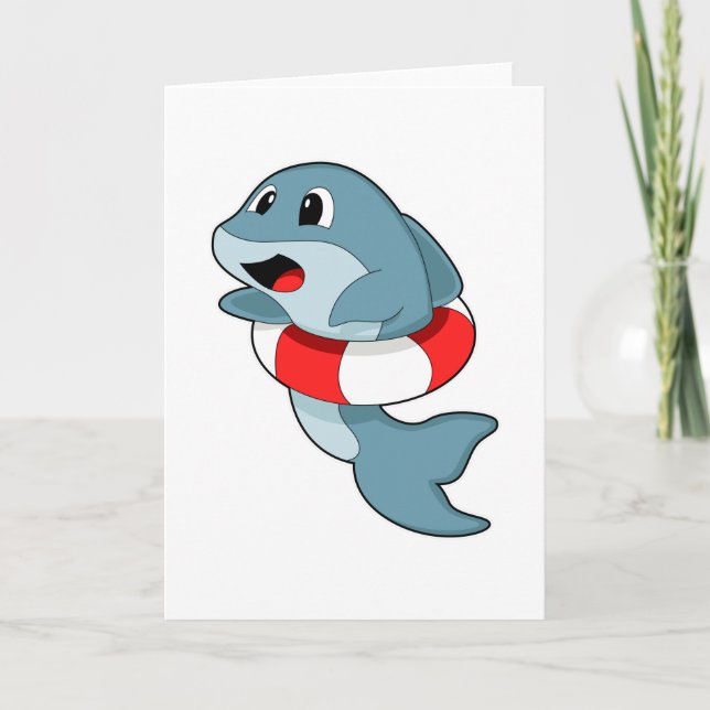 Dolphin at Swimming with Swim ring Card (Front)