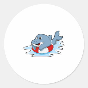 Dolphin at Swimming with Swim ring.PNG Classic Round Sticker