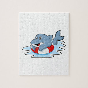 Dolphin at Swimming with Swim ring.PNG Jigsaw Puzzle