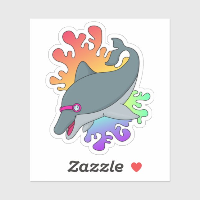 Dolphin at Swimming with Swimming goggles (Sheet)