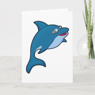 Dolphin at Swimming with Swimming goggles Card