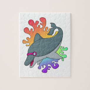 Dolphin at Swimming with Swimming goggles Jigsaw Puzzle