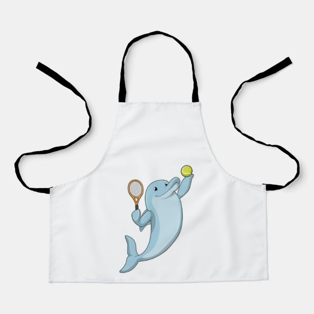 Dolphin at Tennis with Tennis racket Apron (Front)