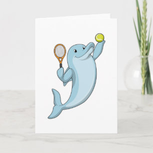 Dolphin at Tennis with Tennis racket Card