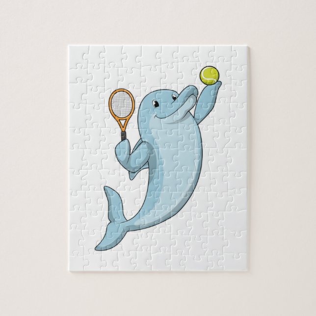 Dolphin at Tennis with Tennis racket Jigsaw Puzzle (Vertical)