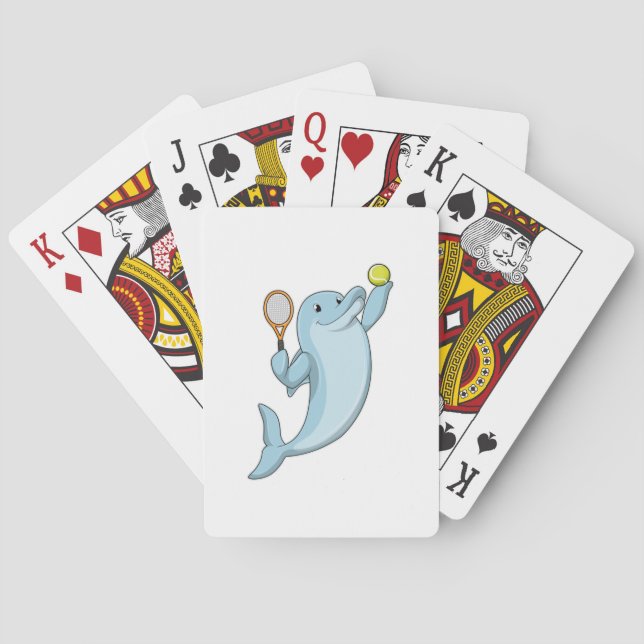 Dolphin at Tennis with Tennis racket Playing Cards (Back)