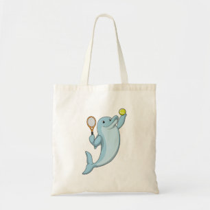 Dolphin at Tennis with Tennis racket Tote Bag
