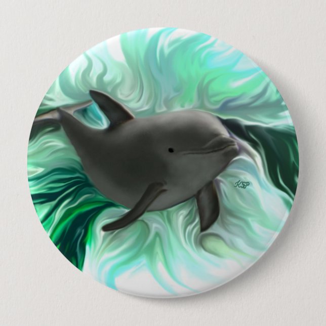 Dolphin Baby 10 Cm Round Badge (Front)