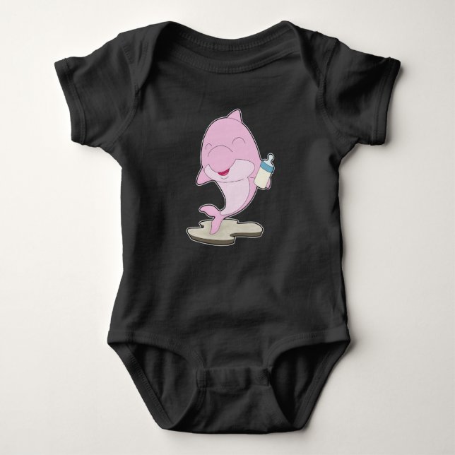Dolphin Baby bottle Milk Baby Bodysuit (Front)