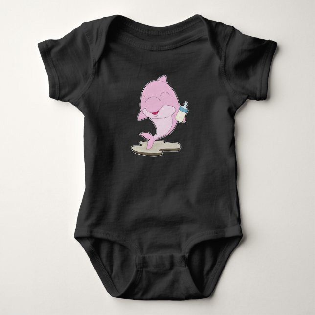Dolphin Baby bottle Milk Bodysuit (Front)