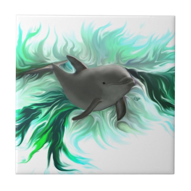 Dolphin Baby Ceramic Tile (Front)