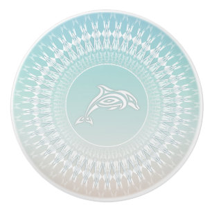 Dolphin Beach Style Mandala Ceramic Knob