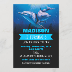 Dolphin Birthday Invitaion Pool Party Invite