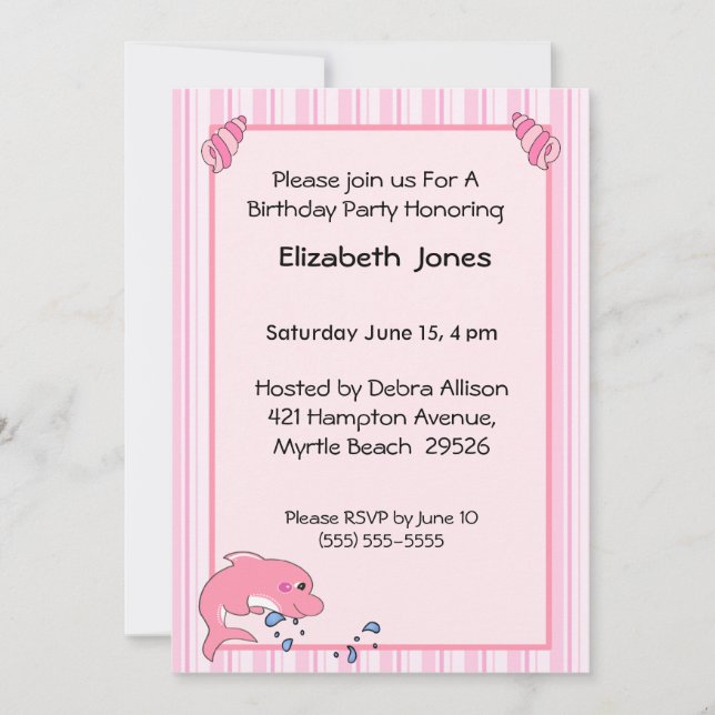 Dolphin Birthday Invitation (Front)