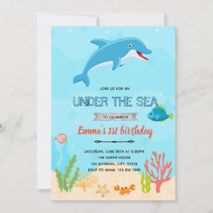 Dolphin birthday invitation