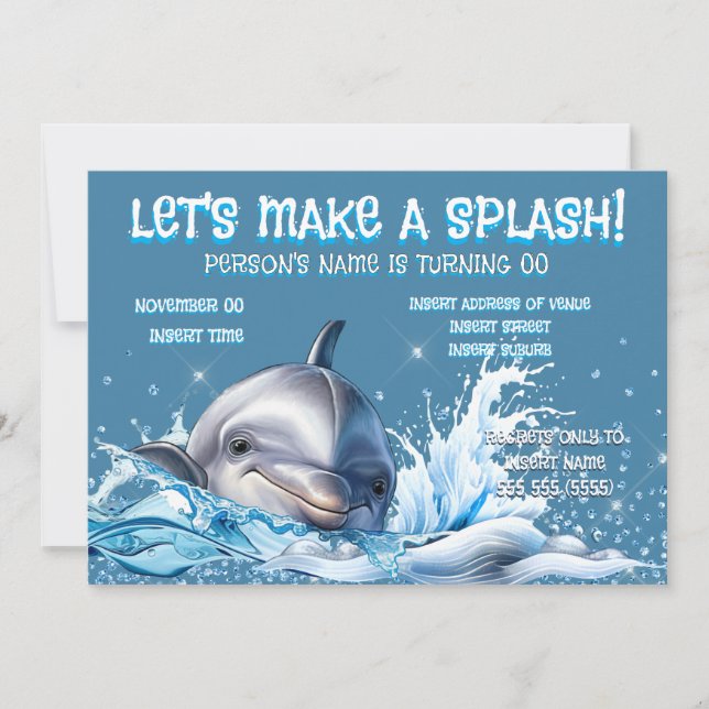Dolphin Birthday Invite | Ocean Splash Party (Front)
