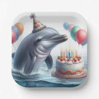Dolphin Birthday Paper Plate