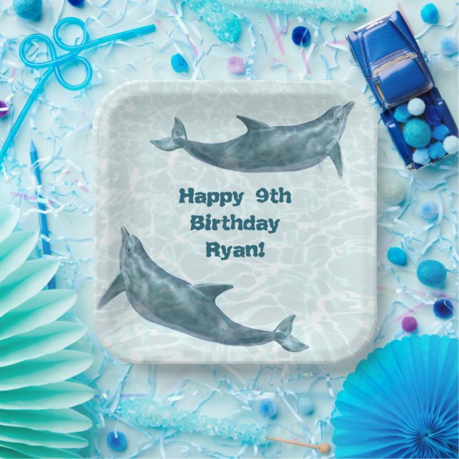 Dolphin Birthday Party Personalised Paper Plates (Party)