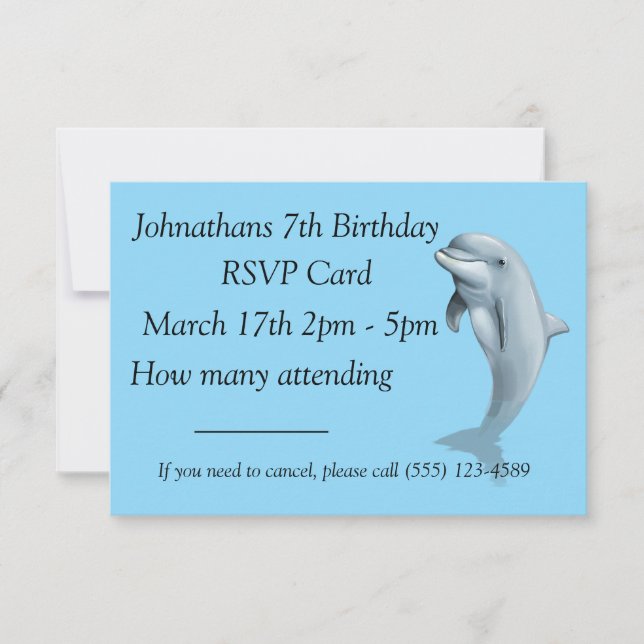 Dolphin Birthday RSVP Card (Front)