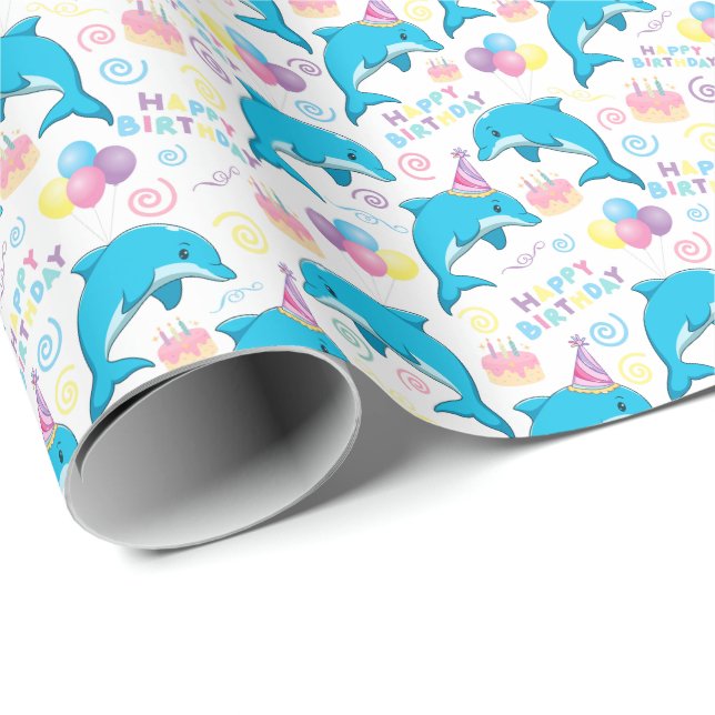 Dolphin Birthday Wrapping Paper (Roll Corner)