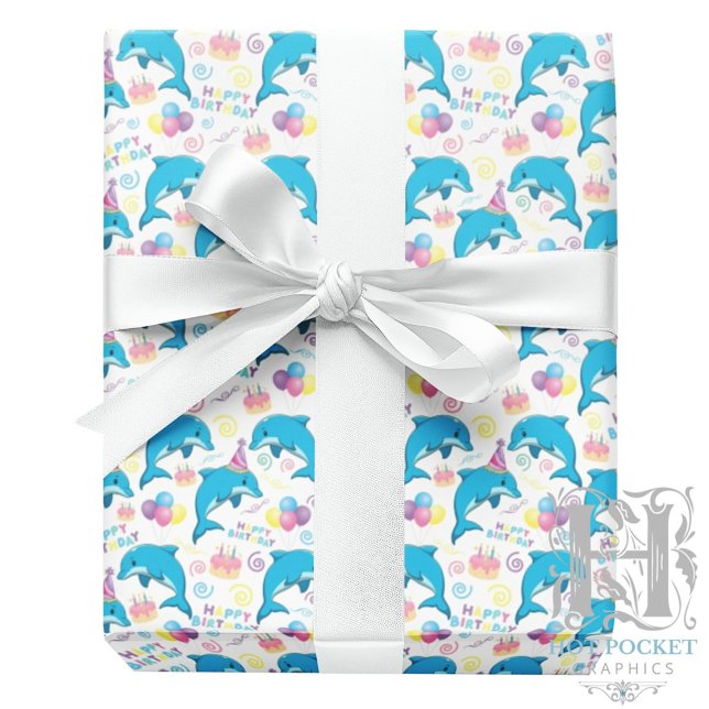 Dolphin Birthday Wrapping Paper (Creator Uploaded)