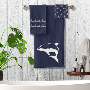 Dolphin Black white Bath Towel Set