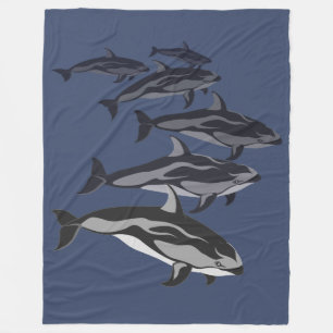 Dolphin Blanket White Sided Dolphin Fleece Blanket