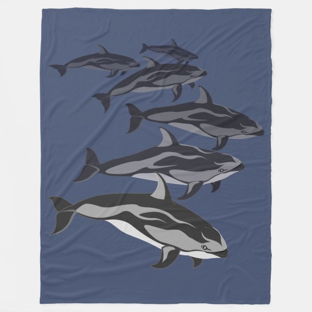 Dolphin Blanket White Sided Dolphin Fleece Blanket (Front)