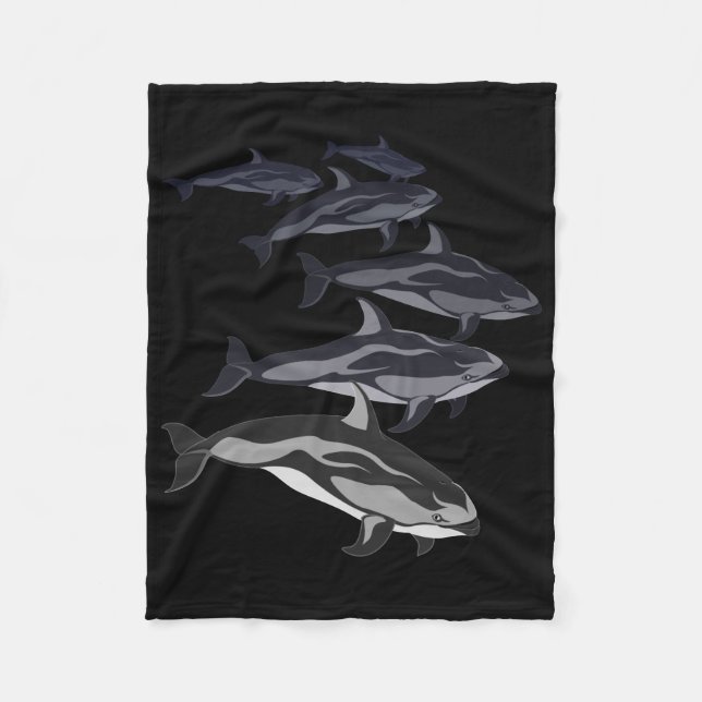 Dolphin Blanket White Sided Dolphin Fleece Blanket (Front)
