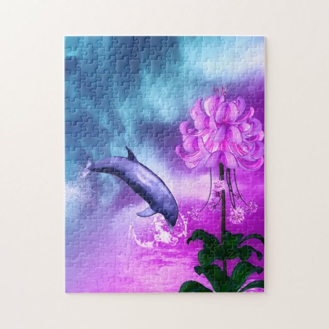 Dolphin Blossom Dreams Jigsaw Puzzle (Vertical)