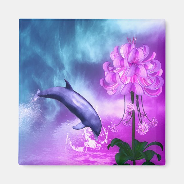 Dolphin Blossom Dreams Magnet (Front)