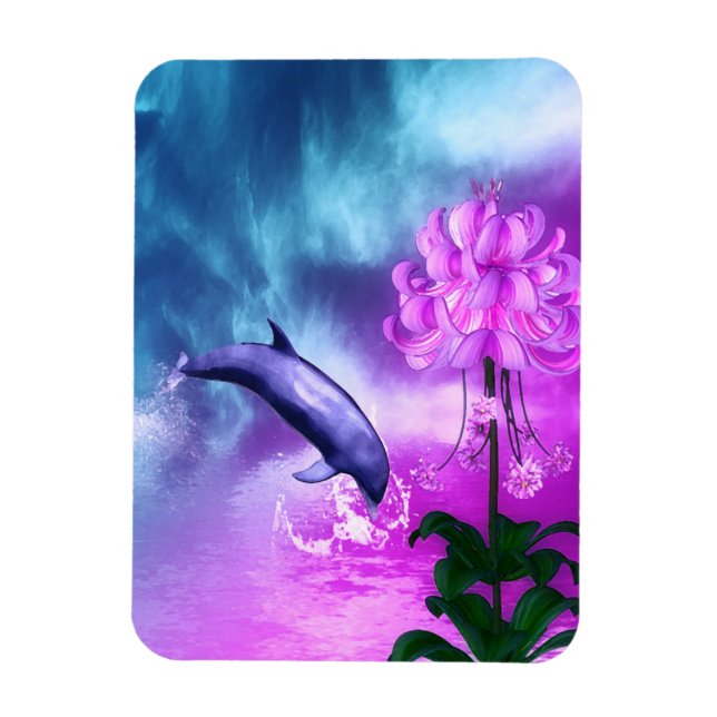 Dolphin Blossom Dreams Magnet (Vertical)