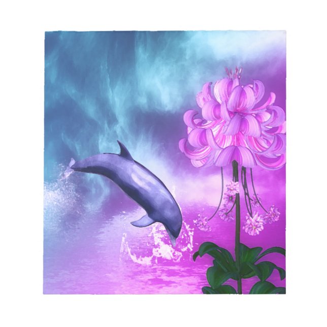 Dolphin Blossom Dreams Notepad (Front)